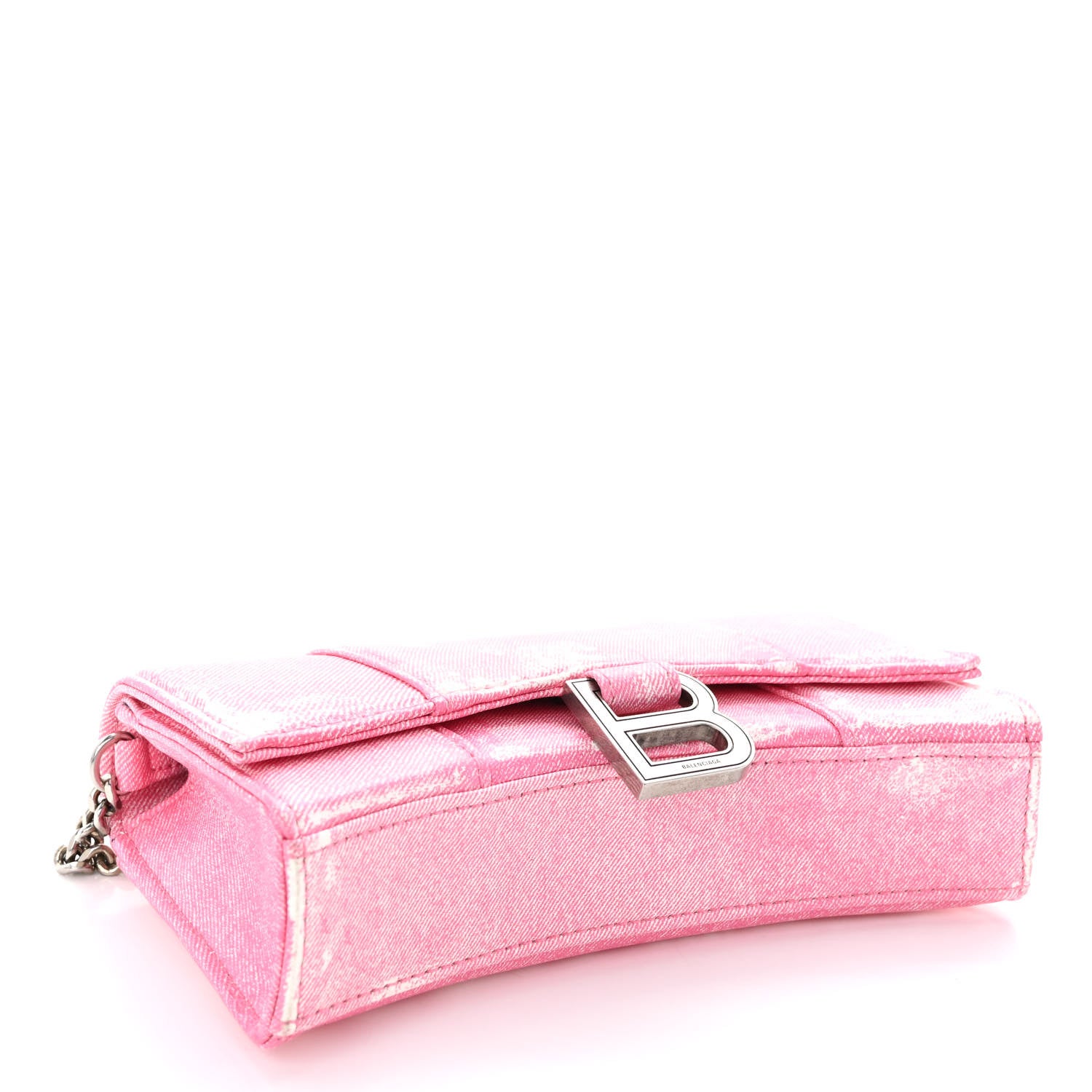 Balenciaga Nappa Denim Printed Hourglass Chain Bag Denim Pink 4 of 9