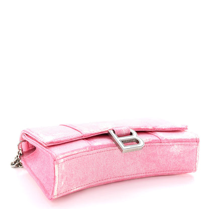 Balenciaga Nappa Denim Printed Hourglass Chain Bag Denim Pink 4 of 9
