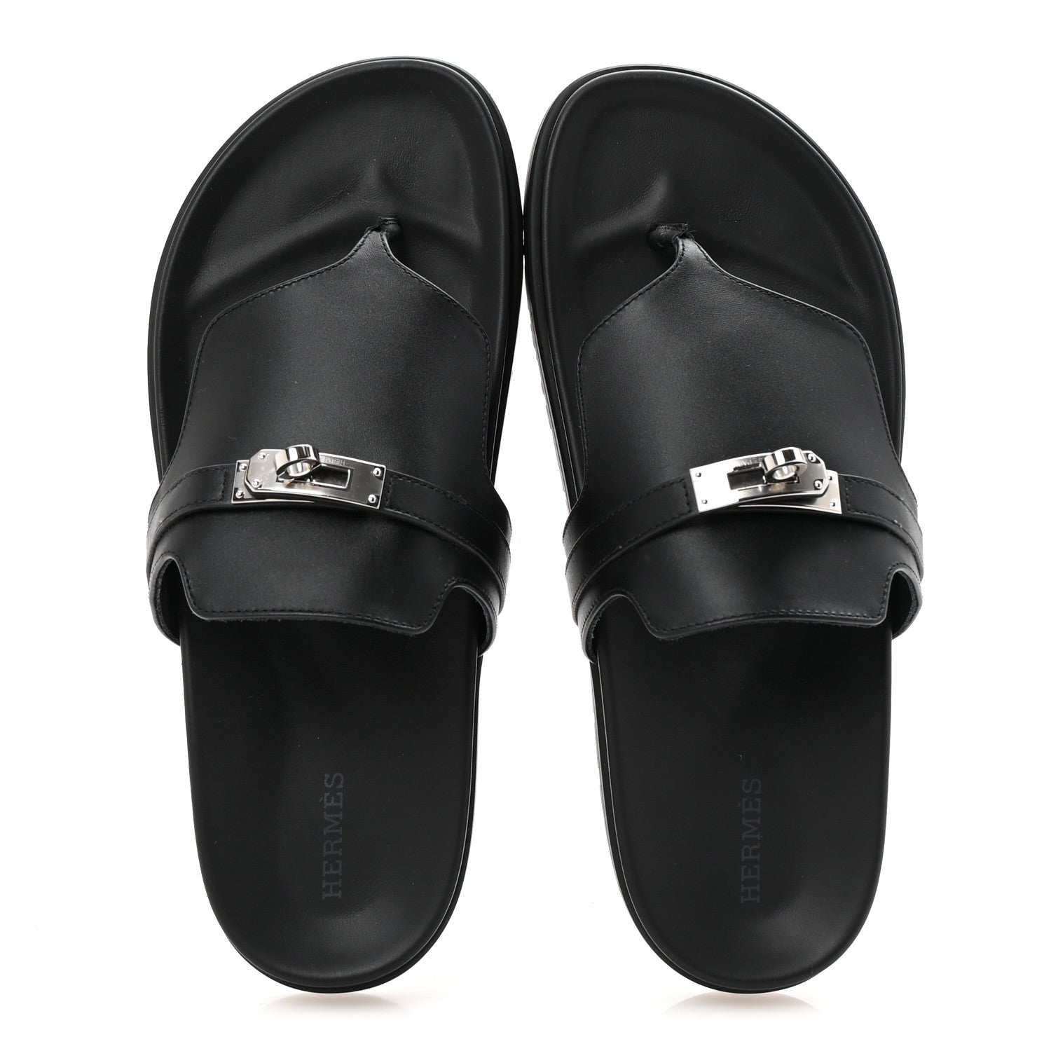 Hermes Calfskin Womens Empire Sandals 40 Black 2 of 10