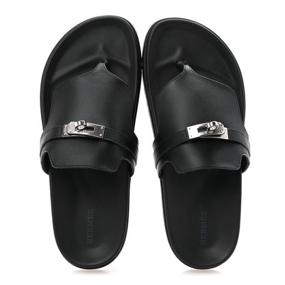 Hermes Calfskin Womens Empire Sandals 40 Black 2 of 10