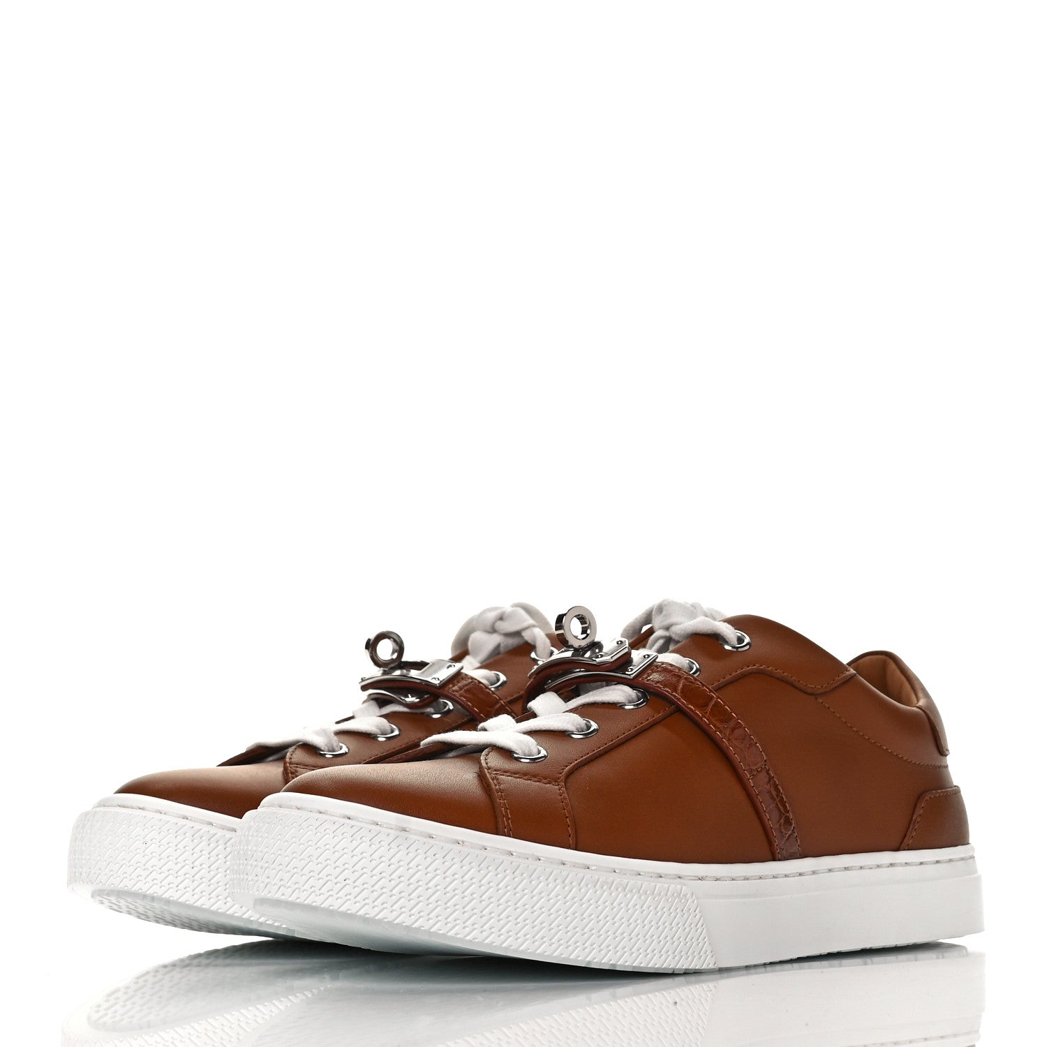 Hermes Calfskin Alligator Day Sneakers 36 Naturel 3 of 8