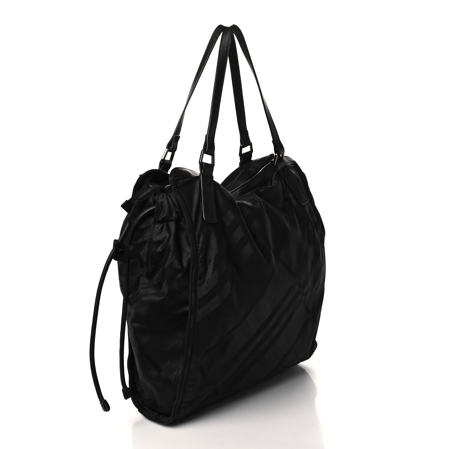 Nylon Tonal Check Buckleigh Packable Tote Black