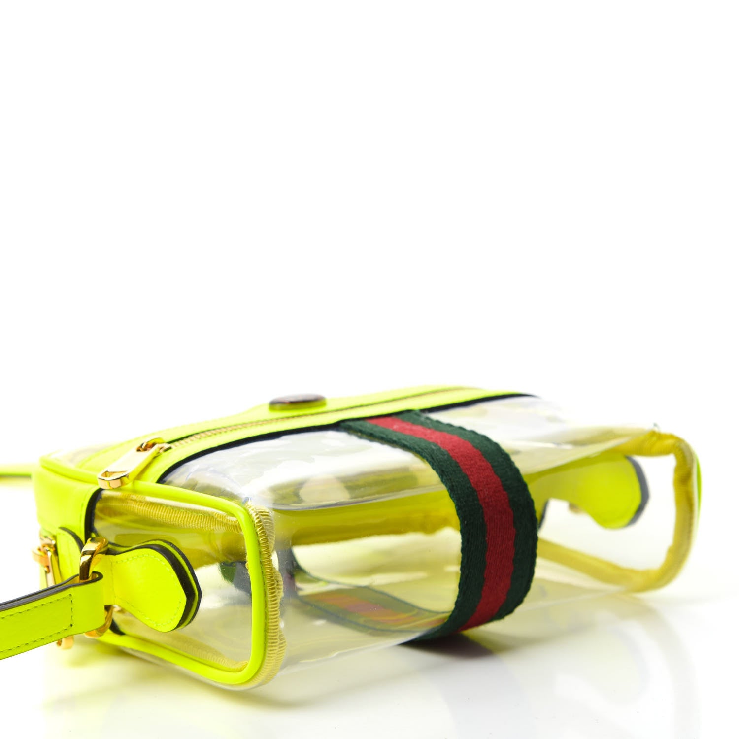 Gucci Vinyl Web Mini Ophidia Transparent Shoulder Bag Yellow Fluo 4 of 10