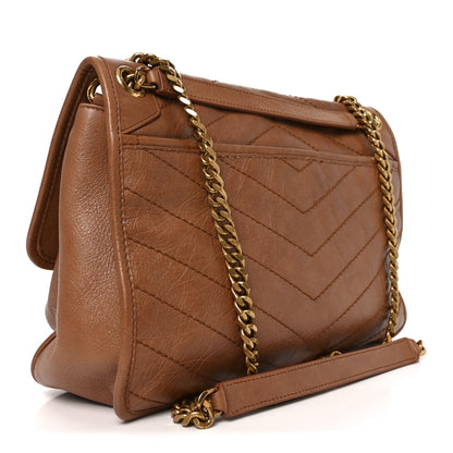 Saint Laurent Crinkled Calfskin Matelasse Monogram Medium Niki Chain Satchel Caramel 3 of 10