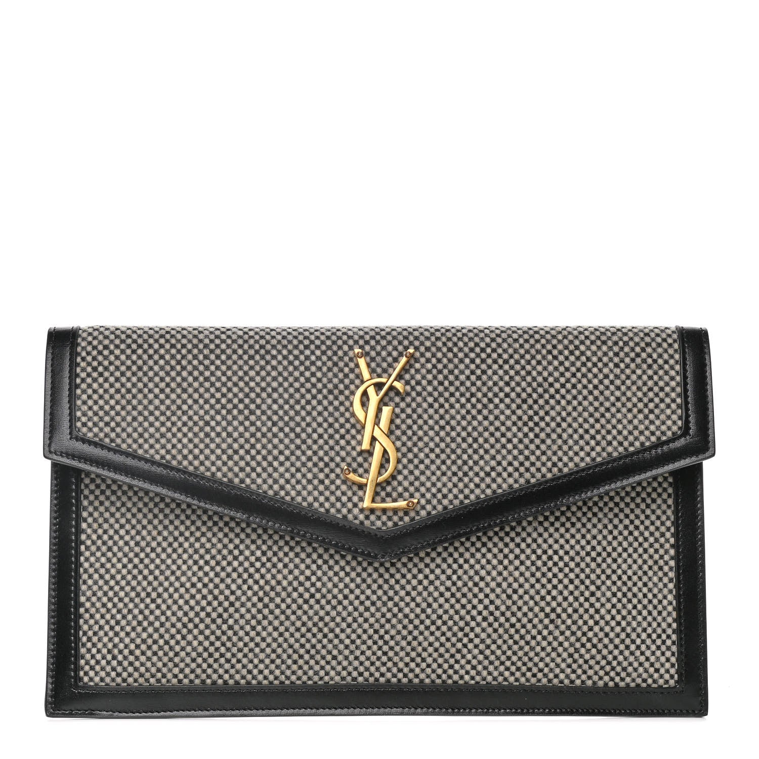 Saint Laurent Canvas Uptown Pouch Black White 1 of 10