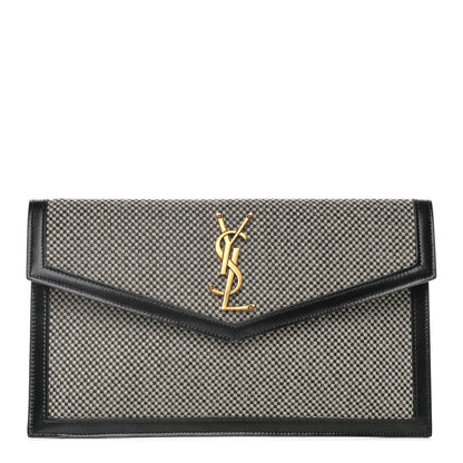 Saint Laurent Canvas Uptown Pouch Black White 1 of 10