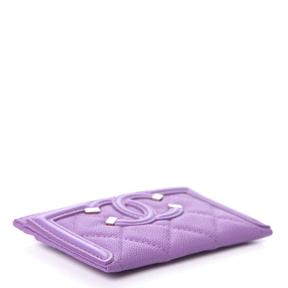 Chanel Caviar Quilted Filigree Card Holder Purple 4 of 8
