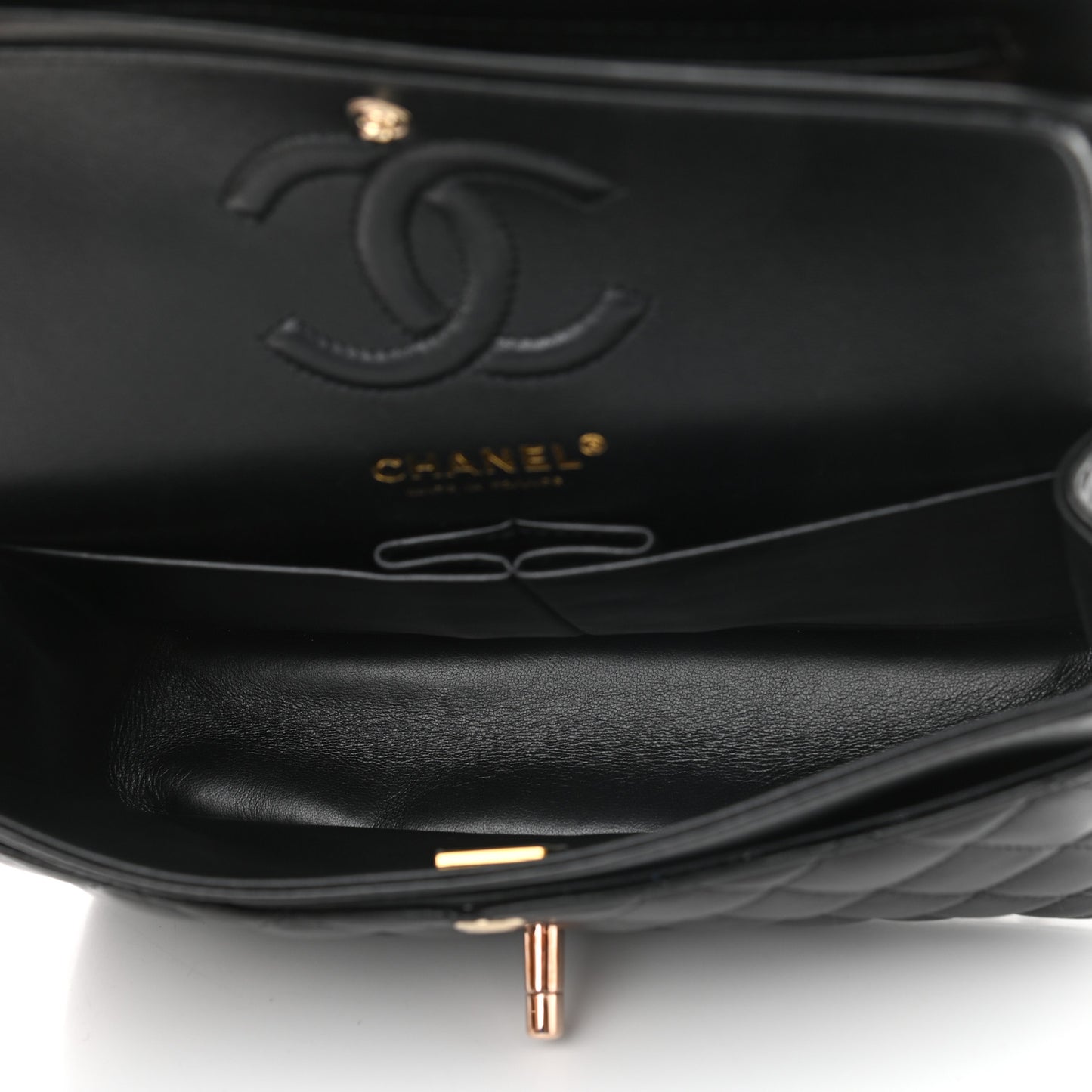 Lambskin Quilted Small Double Flap Black