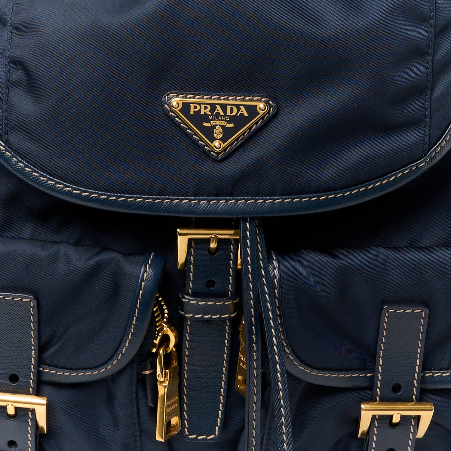 Prada Tessuto Nylon Saffiano Vela Backpack Bleu 10 of 12