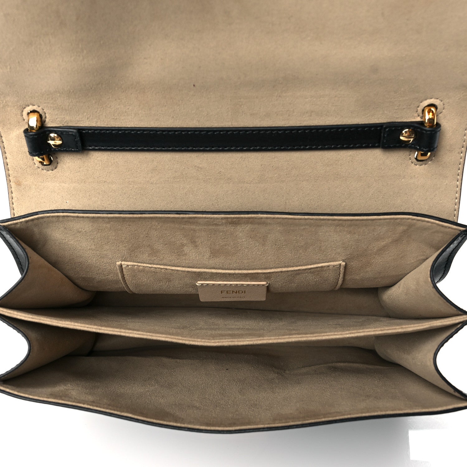 Fendi Vitello Liberty Bi-Color FF 1974 Embossed Chain Strap Kan U Shoulder Bag Black Maya 5 of 10