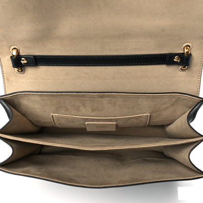 Fendi Vitello Liberty Bi-Color FF 1974 Embossed Chain Strap Kan U Shoulder Bag Black Maya 5 of 10