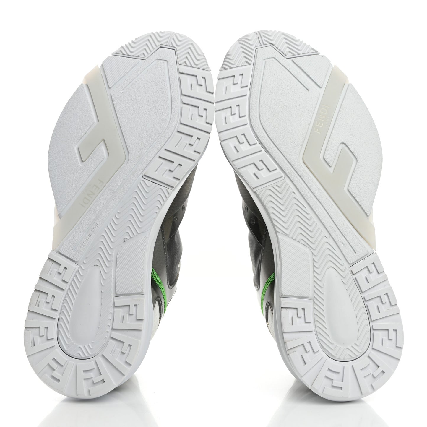 Fabric Calfskin Rubber Transparent Mens Fendi Flow Low Top Sneakers 9 Grigio Ultra White