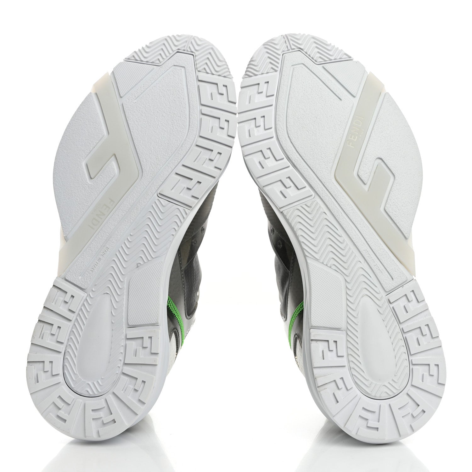 Fendi Fabric Calfskin Rubber Transparent Mens Fendi Flow Low Top Sneakers 9 Grigio Ultra White 5 of 10