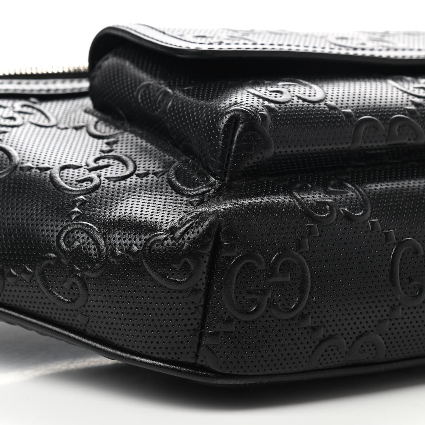 Calfskin GG Tennis Embossed Pocket Belt Bag Black