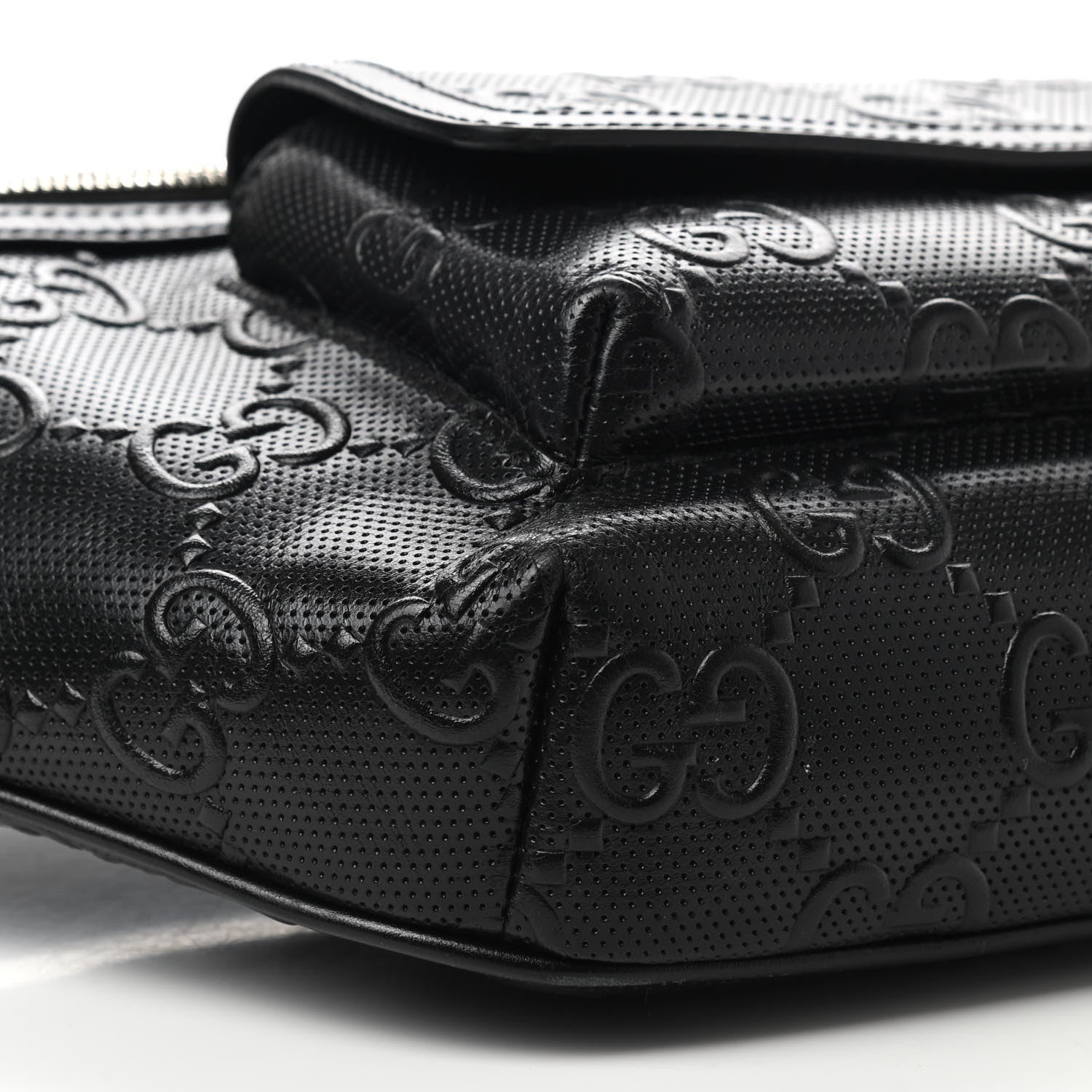 Gucci Calfskin GG Tennis Embossed Pocket Belt Bag Black 10 of 11