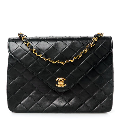Chanel Lambskin Diamond Stitch Envelope Single Flap Black 1 of 11