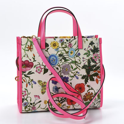 Gucci Canvas Medium Flora Tote Fuchsia 2 of 9