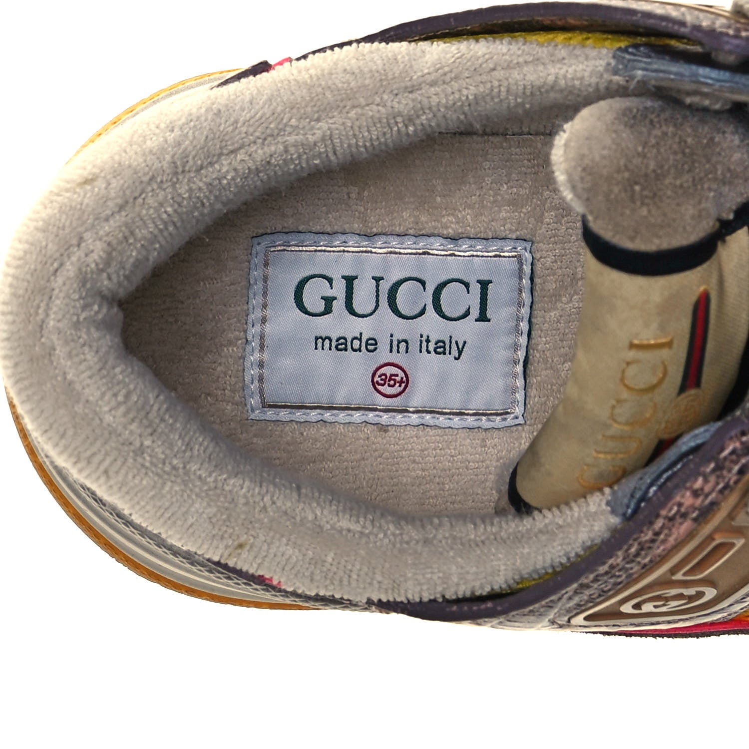 Gucci Suede Calfskin Tejus Printed Womens Ultrapace Sneakers 35.5 Pink Silver Oatmeal Yolk 7 of 7