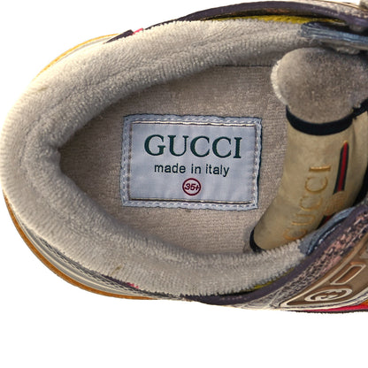 Gucci Suede Calfskin Tejus Printed Womens Ultrapace Sneakers 35.5 Pink Silver Oatmeal Yolk 7 of 7