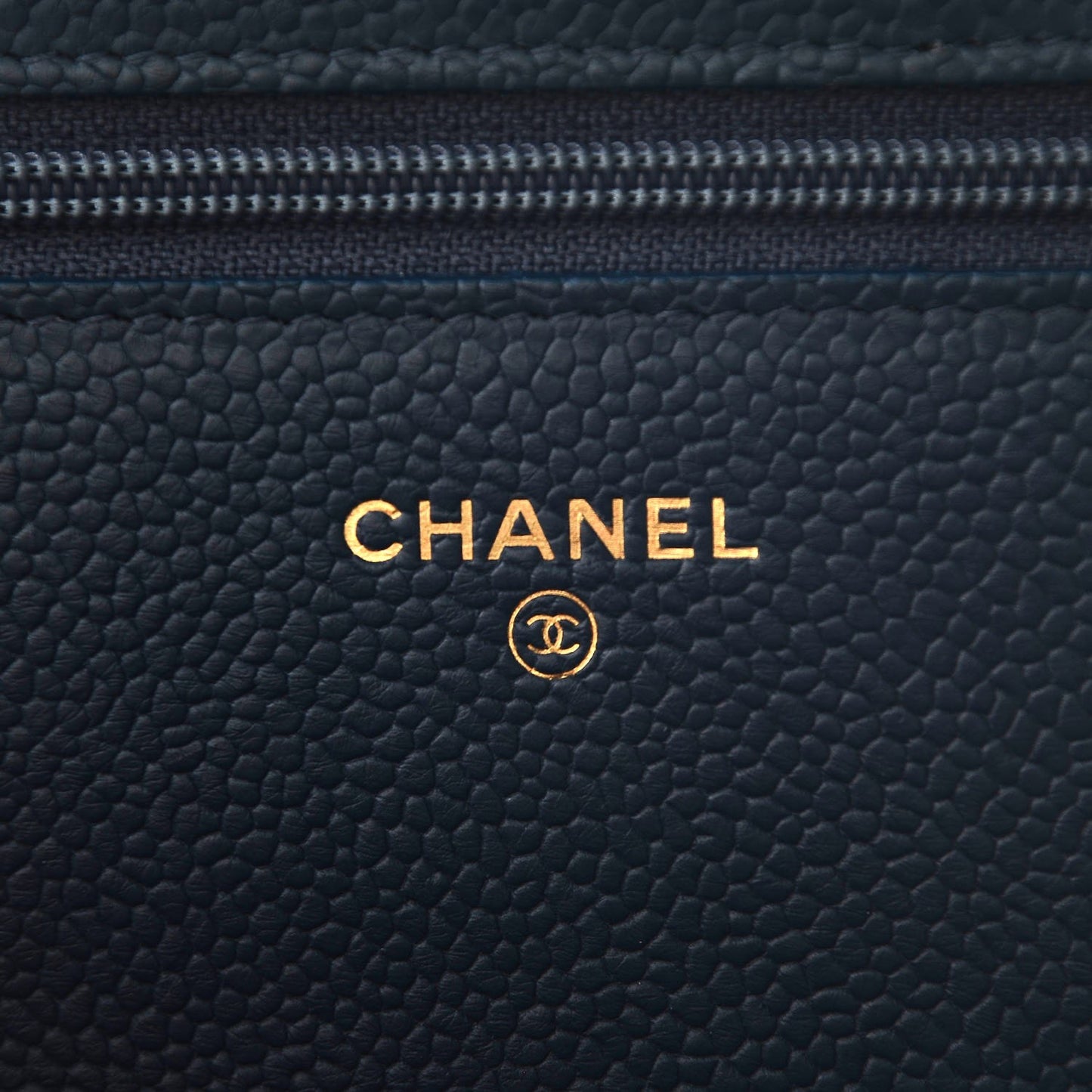 Caviar Quilted Boy Wallet On Chain WOC Dark Blue