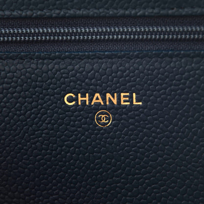 Chanel Caviar Quilted Boy Wallet On Chain WOC Dark Blue 6 of 9