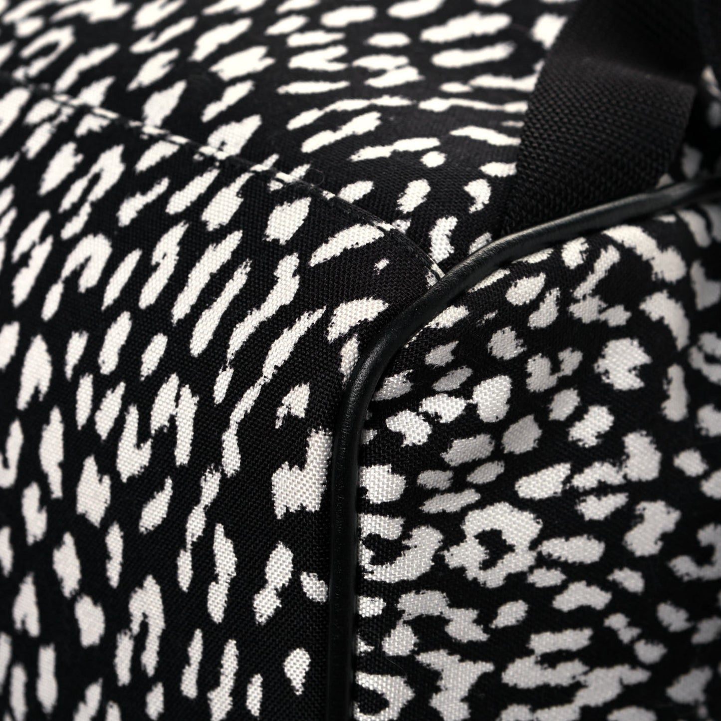 Canvas Leopard Print City Backpack Black White