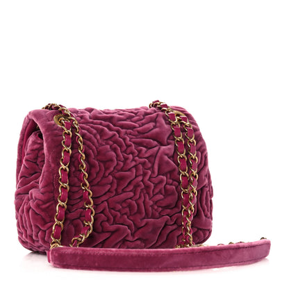 Chanel Velvet Camellia Embossed Mini Square Flap Pink 3 of 11