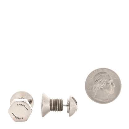 Balenciaga Metal Double Screw Garage Stud Earrings Silver 2 of 4