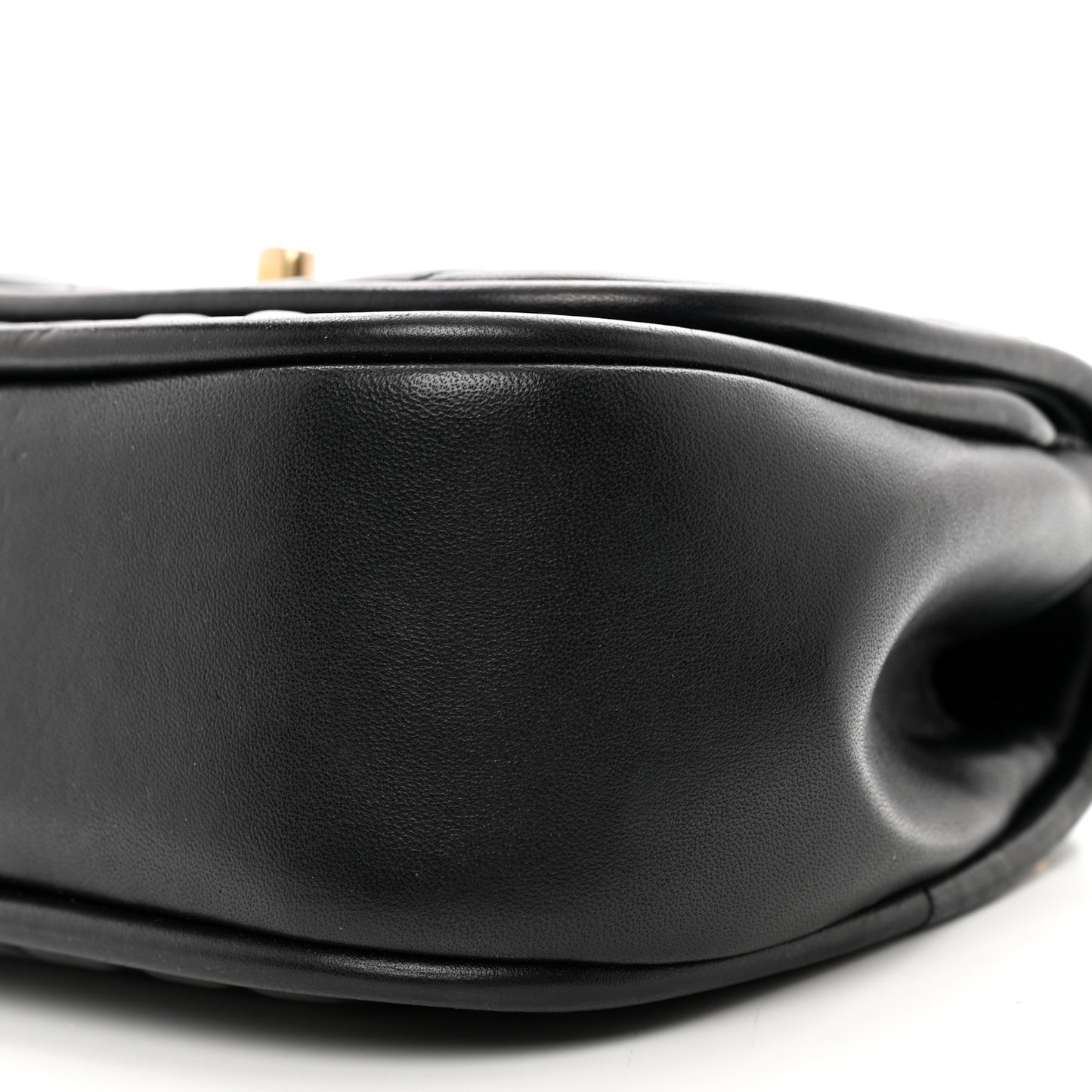 Lambskin Reverse Chevron Quilted Mini Round Top Handle Flap Black