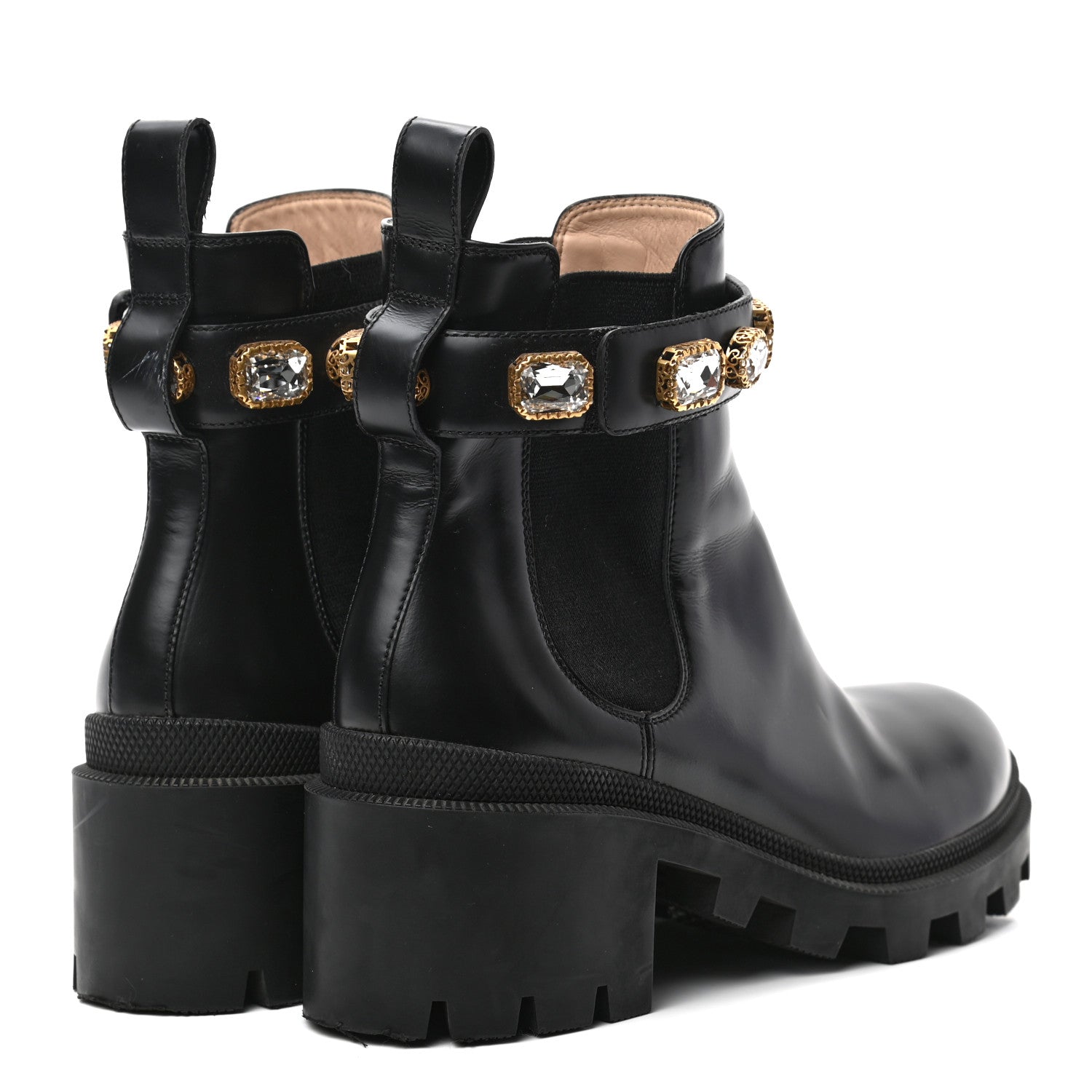 Gucci Calfskin Crystal GG Trip Chelsea Ankle Boots 37.5 Black 4 of 11