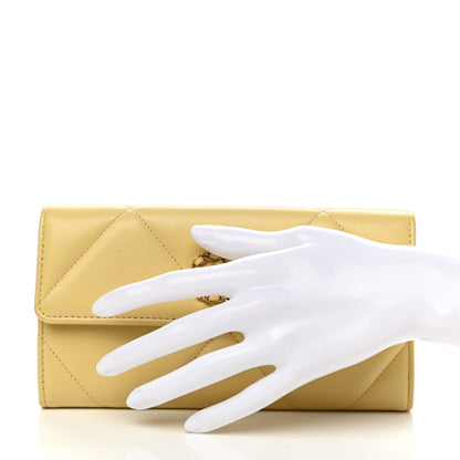 Chanel Lambskin Quilted Chanel 19 Flap Wallet Yellow 2 of 9