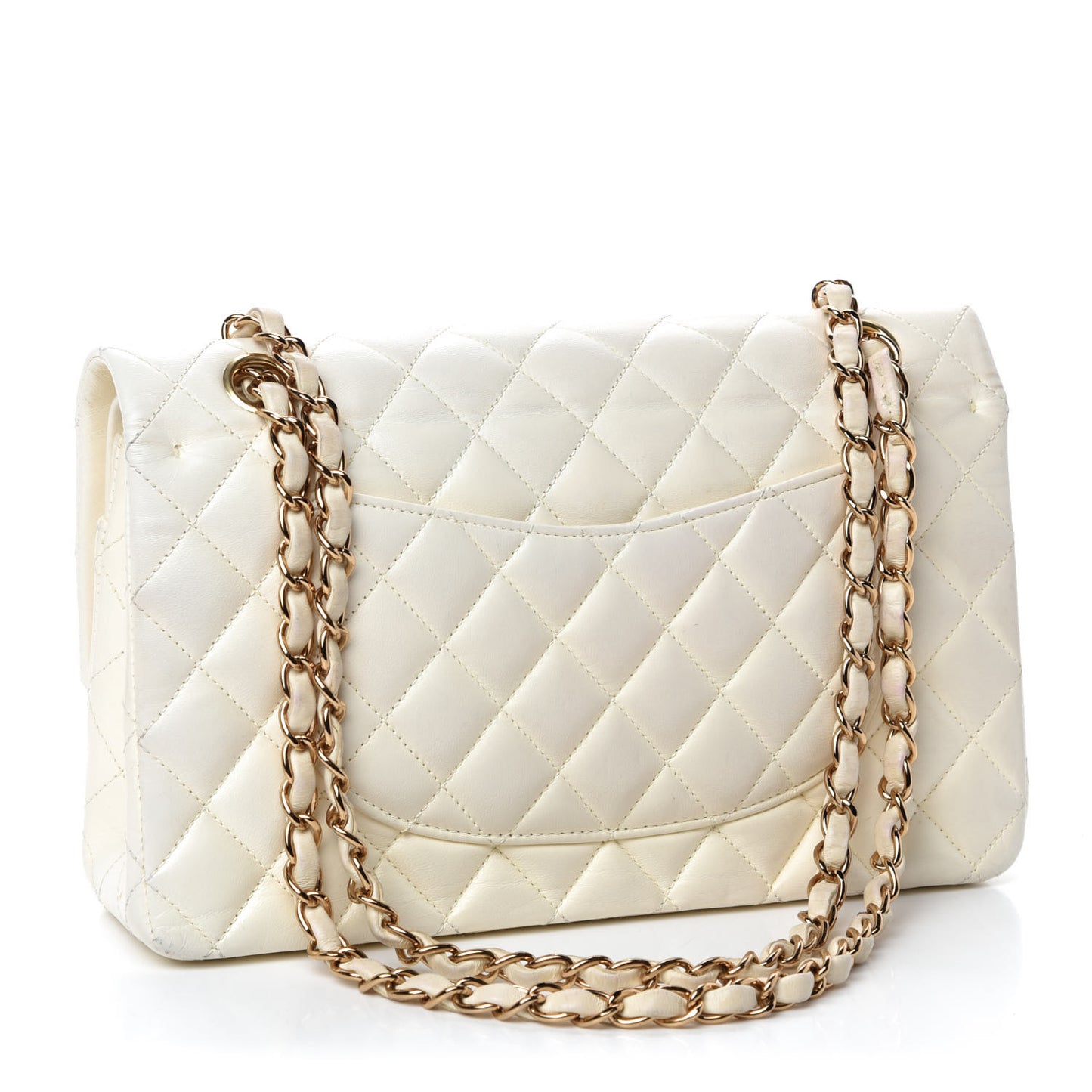 Lambskin Quilted Medium Double Flap White