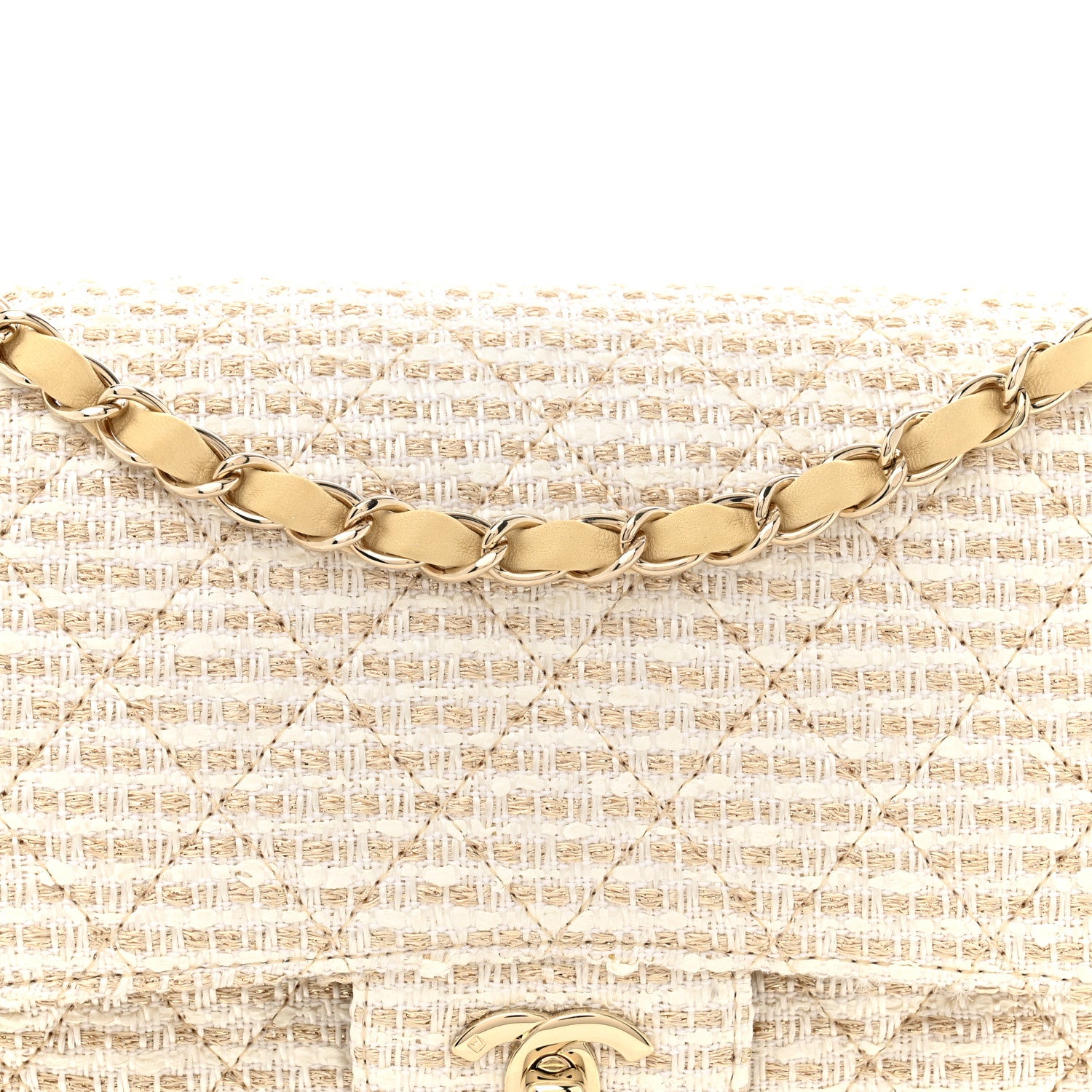 Chanel Tweed Medium Double Flap White 8 of 10