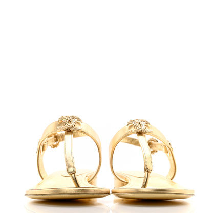 Chanel Laminated Lambskin CC Leaf Thong Sandals 37 Golden 2 of 11