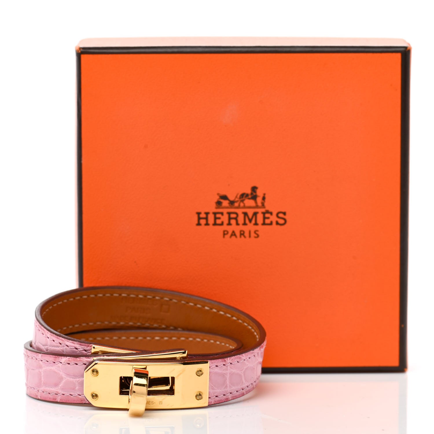 Hermes Matte Alligator Kelly Double Tour Bracelet T3 5P Pink 8 of 8