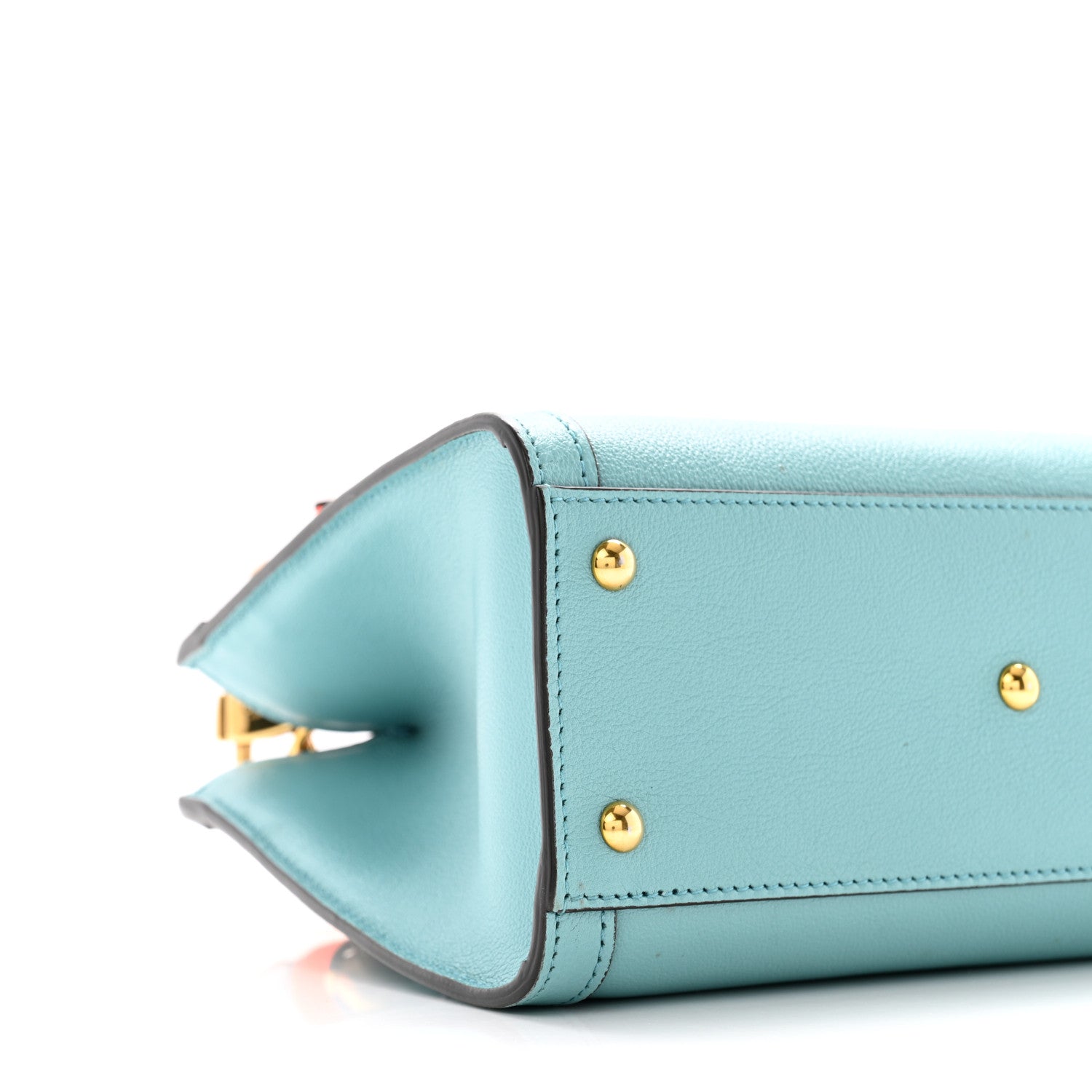 Gucci Wonka Grain Calfskin Mini Diana Tote Bag Dusty Azure Orange Fluo 9 of 10