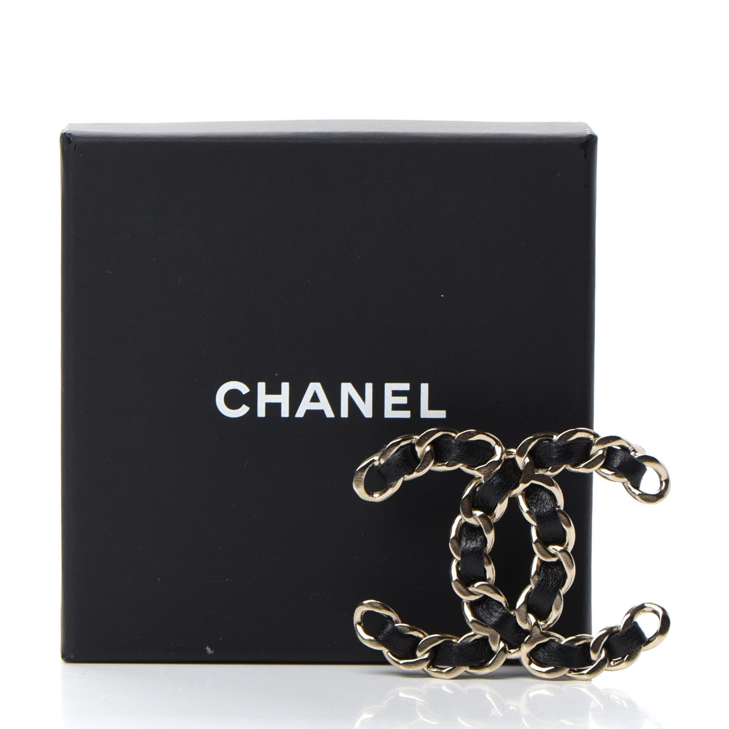 Chanel Lambskin Chain CC Brooch Black Gold 5 of 5