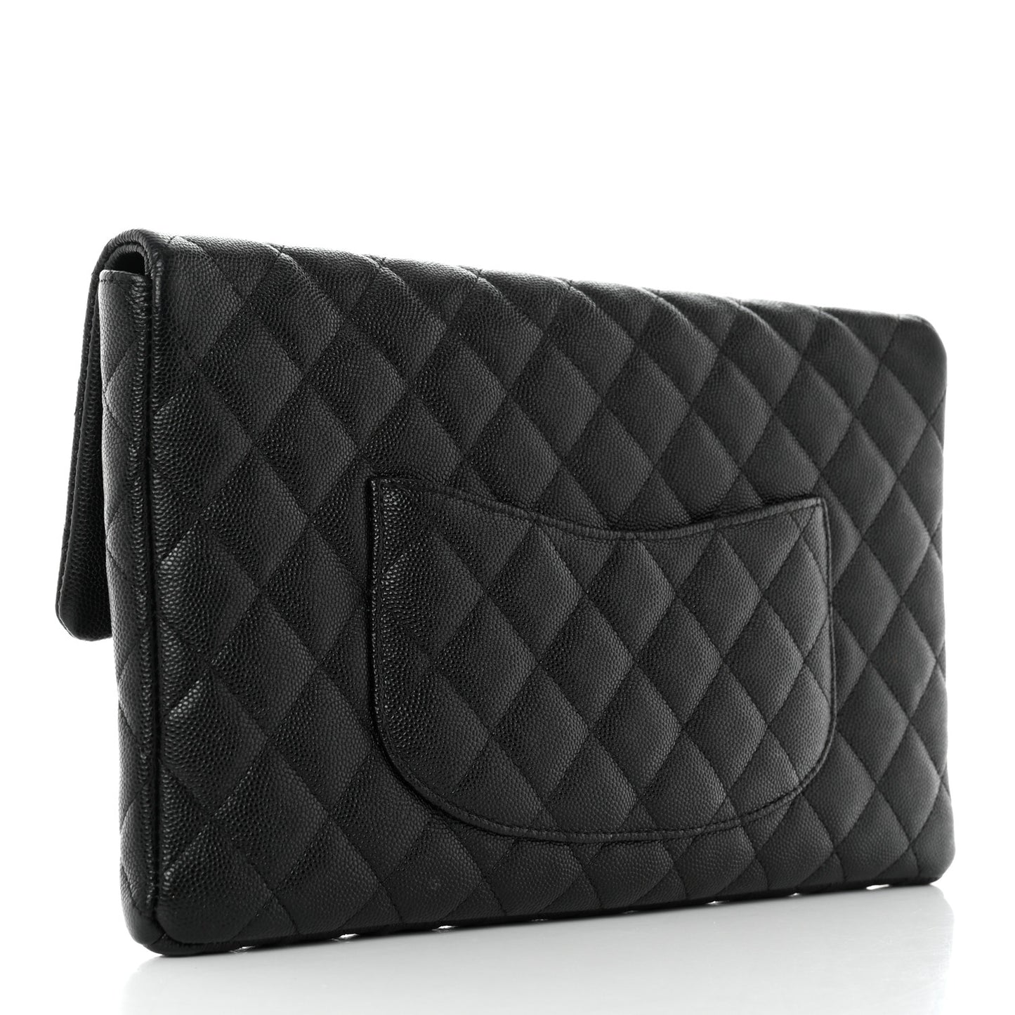 Caviar Quilted Flap Clutch Black