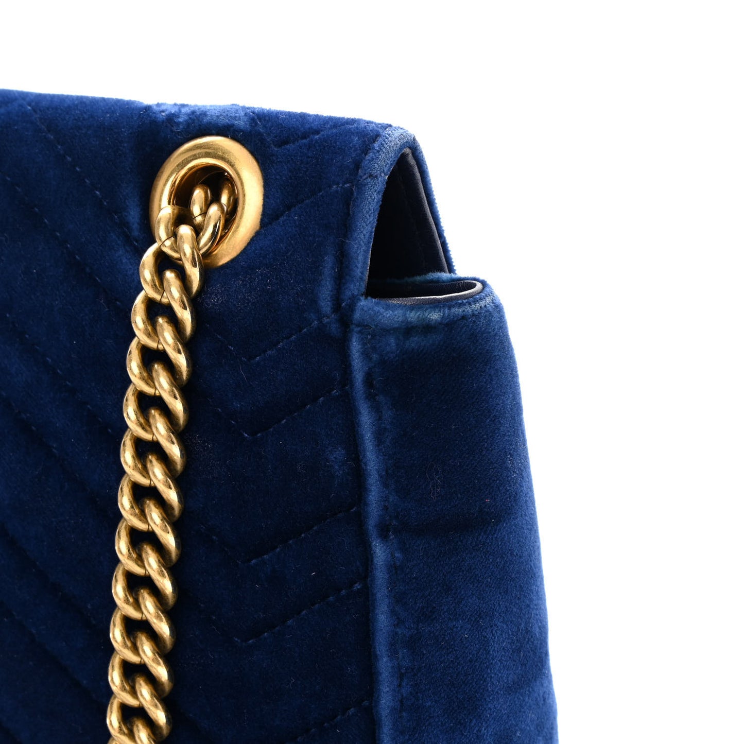 Velvet Matelasse Medium GG Marmont Shoulder Bag Cobalt Blue