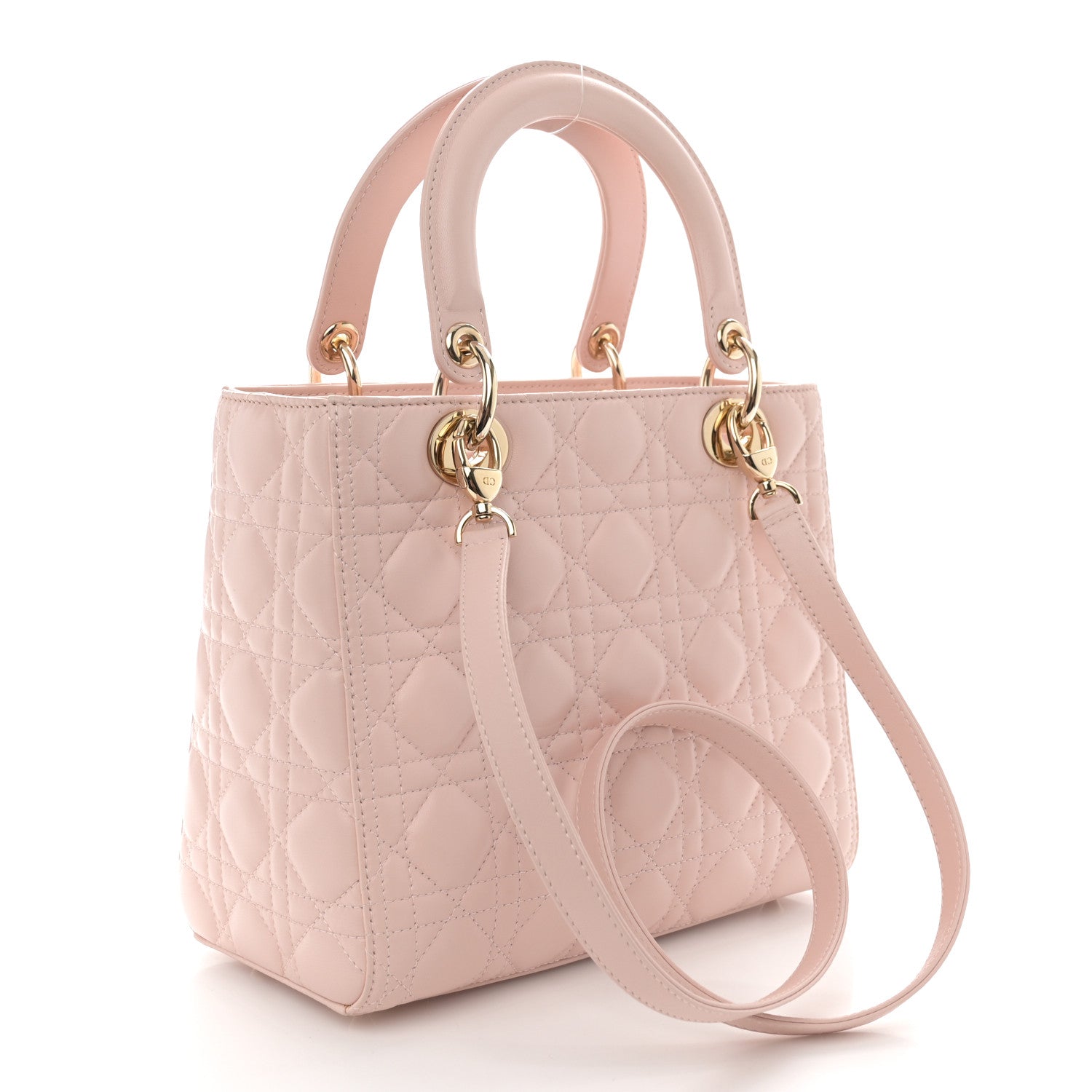 Christian Dior Lambskin Cannage Medium Lady Dior Light Pink 3 of 11