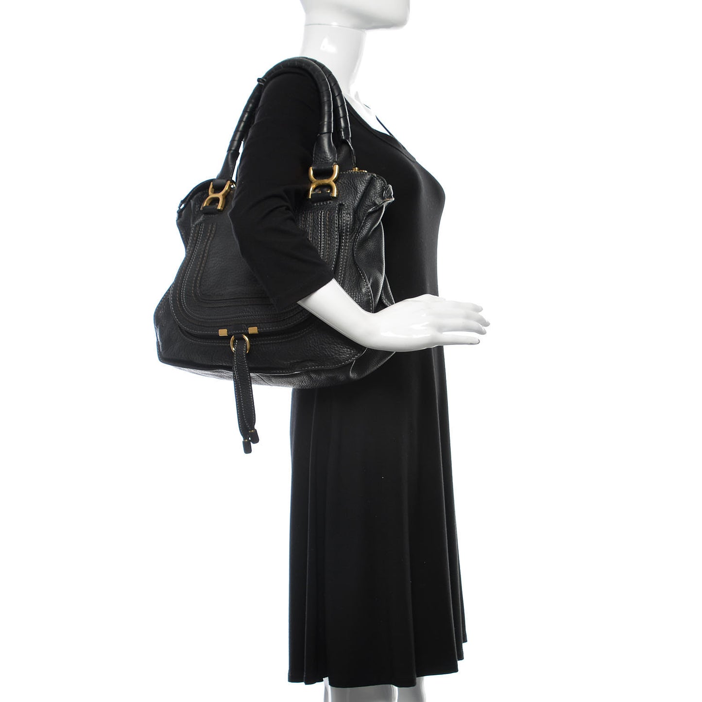 Calfskin Medium Marcie Satchel Black