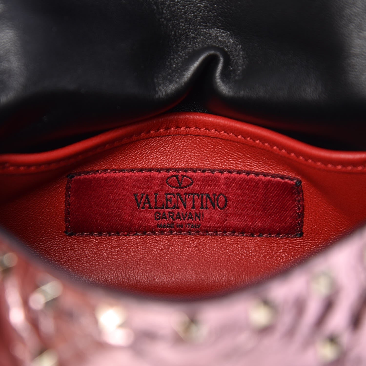 Valentino Garavani Metallic Wrinkled Lambskin Small Rockstud Spike Shoulder Bag Lipstick 7 of 8