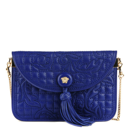 Versace Nappa Barocco Quilted Vanitas Chain Pouch Poison Blue 1 of 6