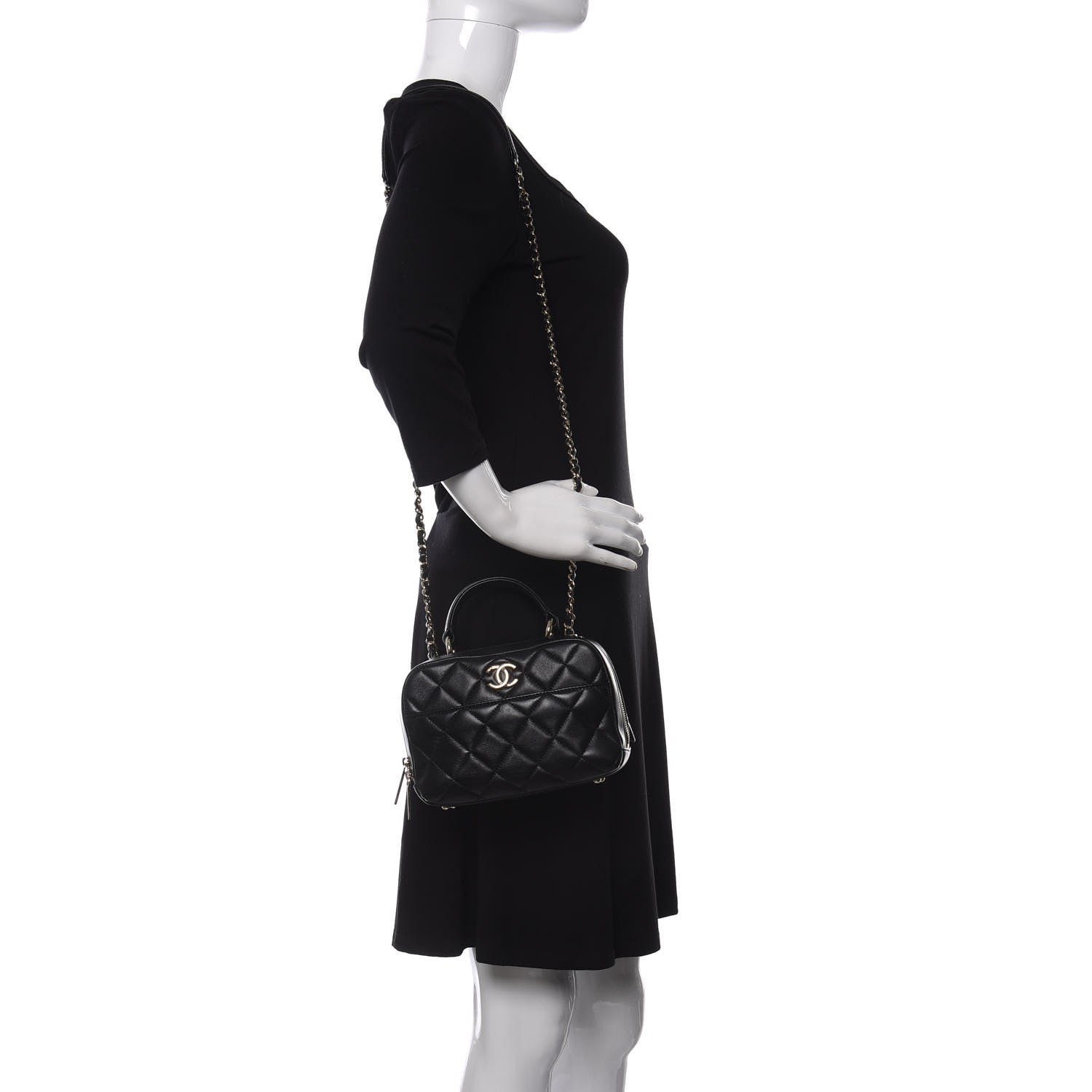 Chanel Lambskin Quilted Small Trendy CC Bowling Bag Black 2 of 13