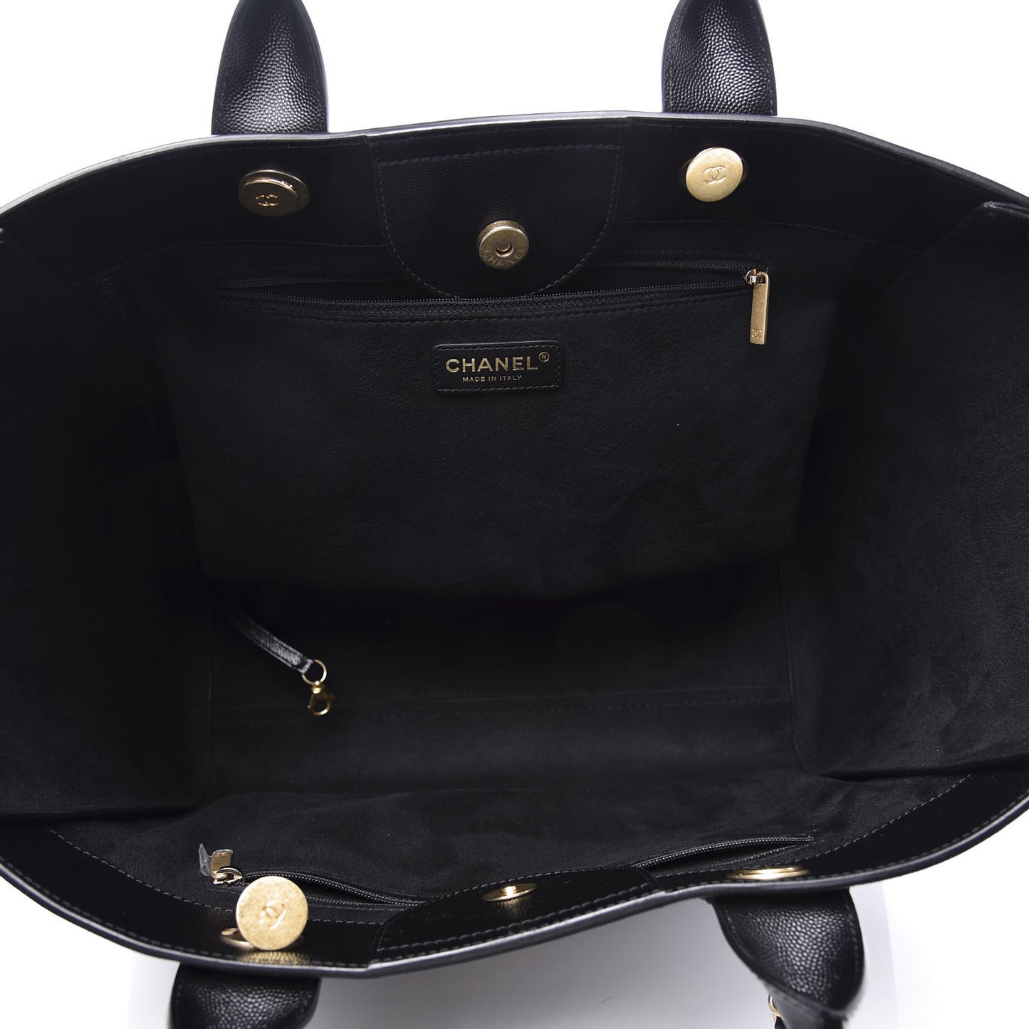 Caviar Medium Studded Deauville Tote Black