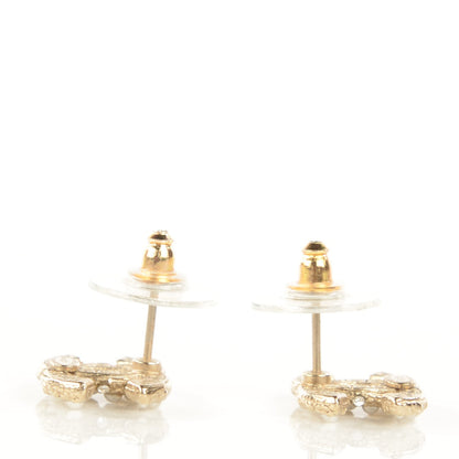 Chanel Crystal Pearl CC Earrings Light Gold 3 of 5