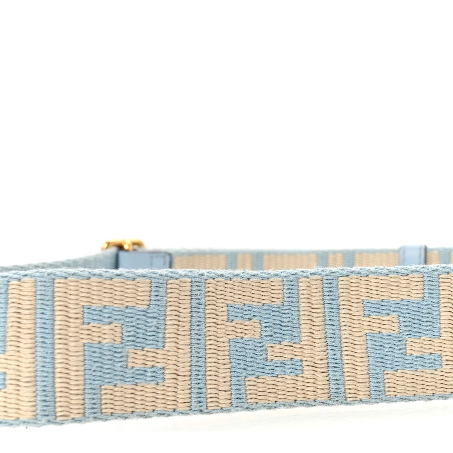 Fendi Jacquard Ribbon Vitello King FF Bi-Color Intreccio Adjustable Strap You Azzurro Baby Latte 4 of 6