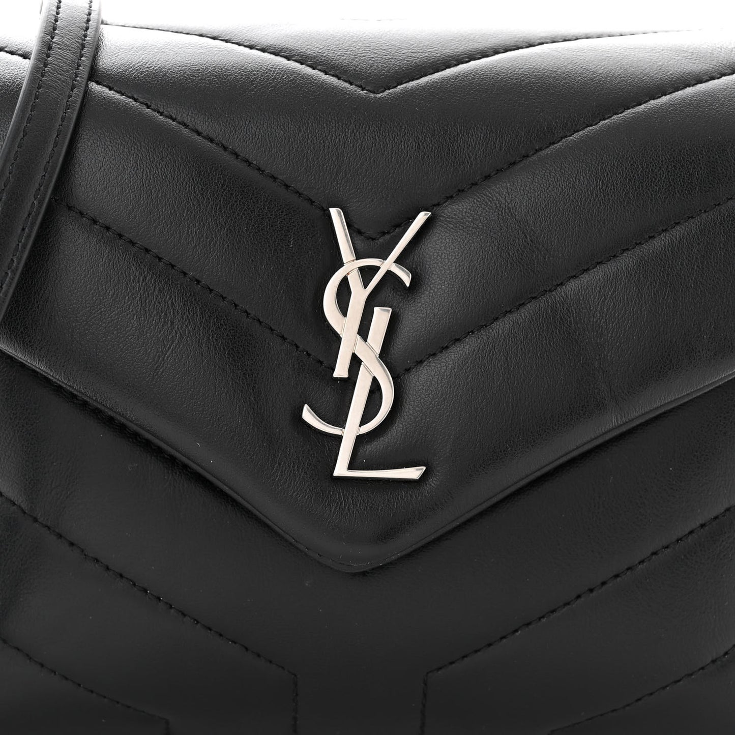 Calfskin Y Quilted Monogram Toy Loulou Crossbody Bag Black