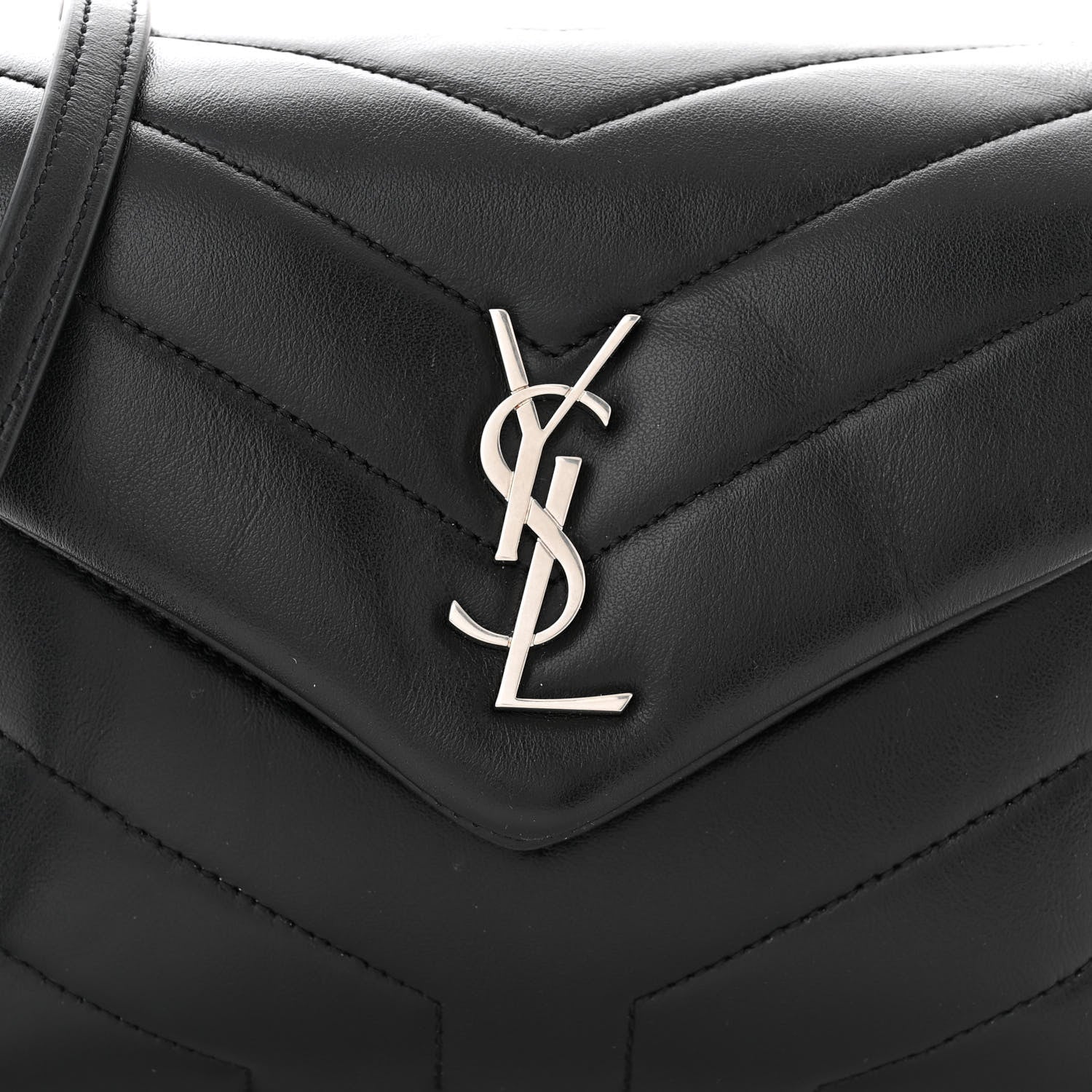Saint Laurent Calfskin Y Quilted Monogram Toy Loulou Crossbody Bag Black 8 of 11