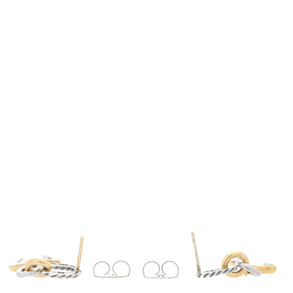 David Yurman Sterling Silver 18K Yellow Gold Prasiolite Drop Earrings 3 of 4